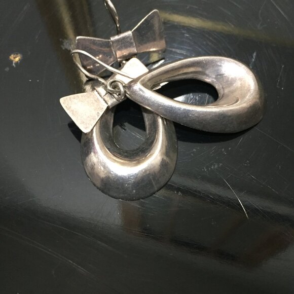 VINTAGE SILVER 925 LARGE DROP EARRINGS - Picture 6 of 6